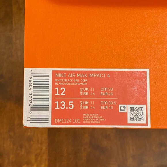 Nike Air Max Impact 4 - Mens White/Black/Sail/Copa size 12 - Picture 5 of 5